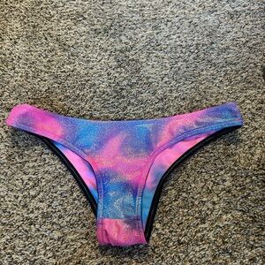 Cheeky Polewear Bikini Cut Bottom in Pink/Blue Holo